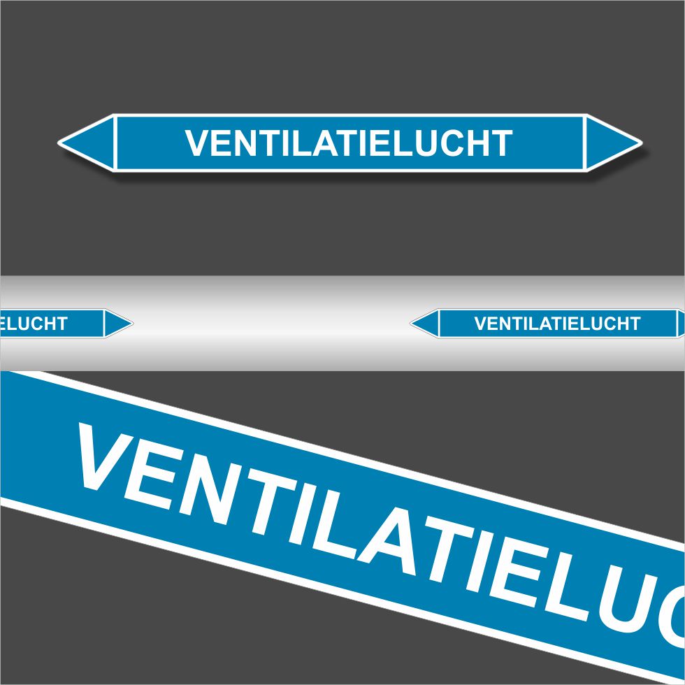 Leidingstickers Leidingmarkering Ventilatielucht (Lucht) Leidingstickers Leidingmarkering Ventilatielucht (Lucht)