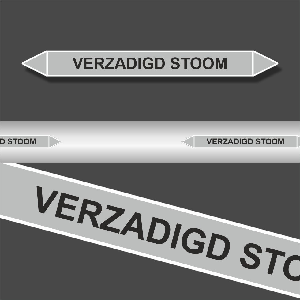 Leidingstickers Leidingmarkering Verzadigd Stoom (Stoom) Leidingstickers Leidingmarkering Verzadigd Stoom (Stoom)