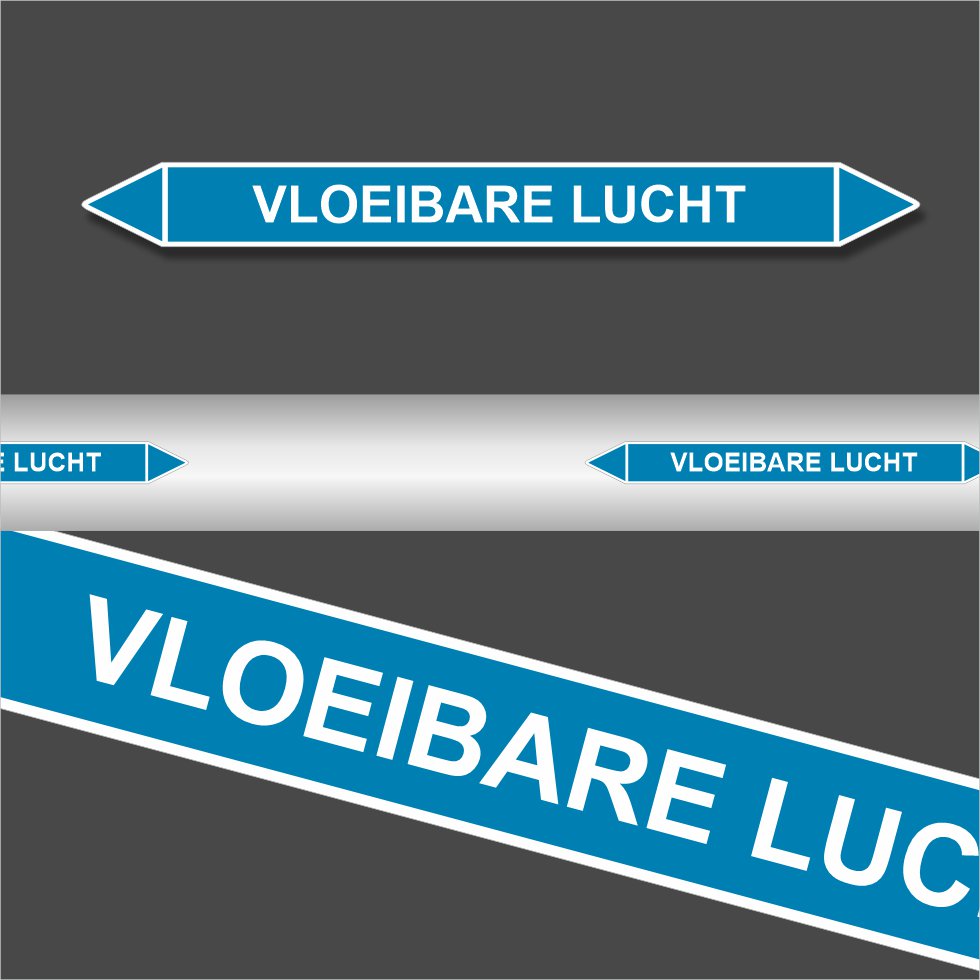 Leidingstickers Leidingmarkering Vloeibare lucht (Lucht) Leidingstickers Leidingmarkering Vloeibare lucht (Lucht)
