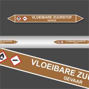 Leidingstickers Leidingmarkering Vloeibare zuurstof (Ontvlambare vloeistoffen)