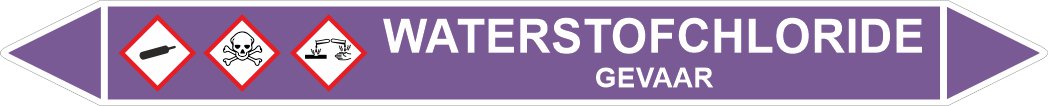 Leidingstickers Leidingmarkering Waterstofchloride (Basen) Leidingstickers Leidingmarkering Waterstofchloride (Basen)