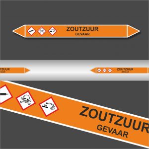 Leidingstickers Leidingmarkering Zoutzuur (Zuren)