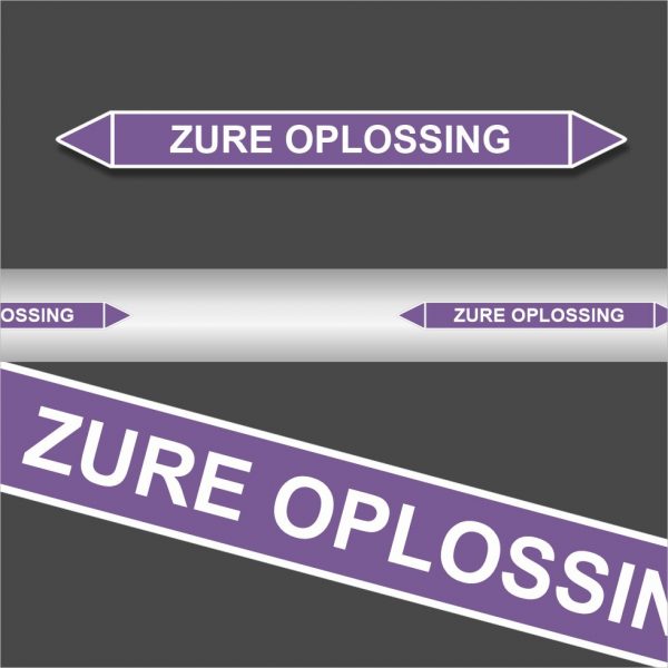 Leidingstickers Leidingmarkering Zure oplossing (Basen)