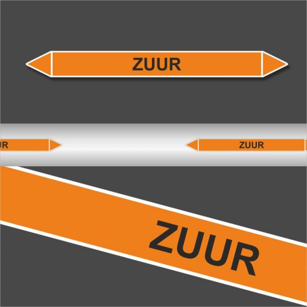 Leidingstickers Leidingmarkering Zuur (Zuren)