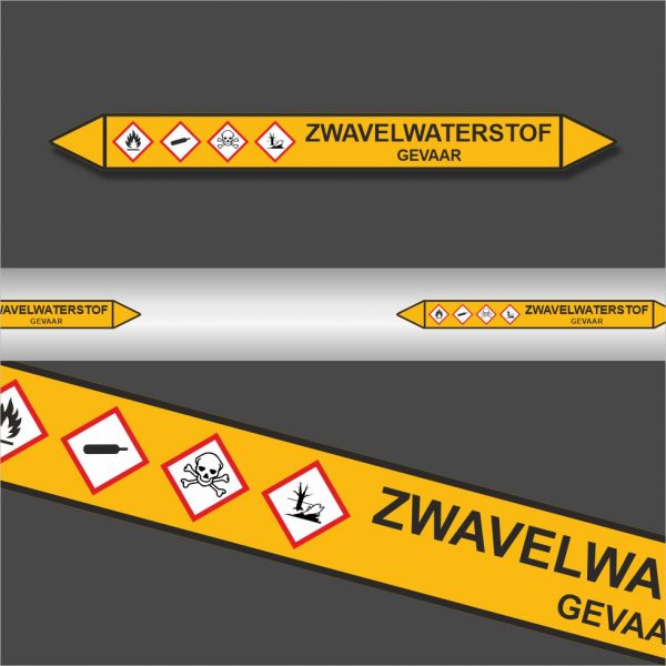 Leidingstickers Leidingmarkering Zwavelwaterstof (Gassen)