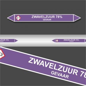 Leidingstickers Leidingmarkering Zwavelzuur 78% (Basen)