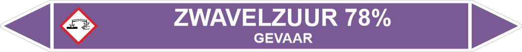 Leidingstickers Leidingmarkering Zwavelzuur 78% (Basen)