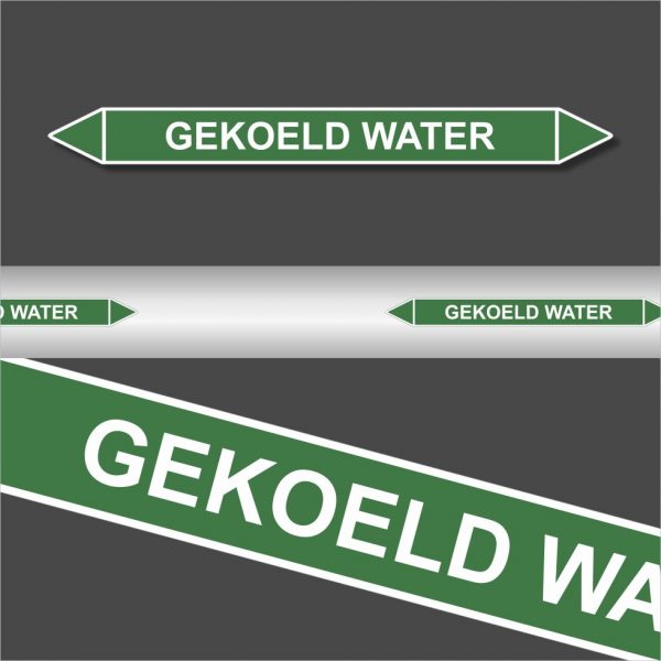 Leidingstickers Leidingmarkering gekoeld water (Water)