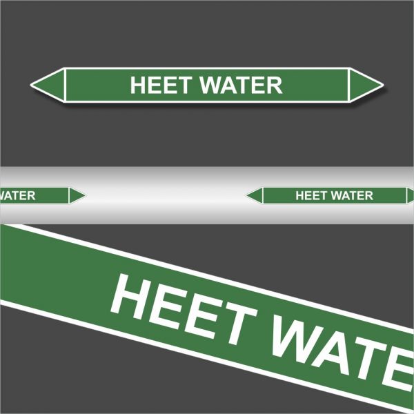 Leidingstickers Leidingmarkering heet water (Water)