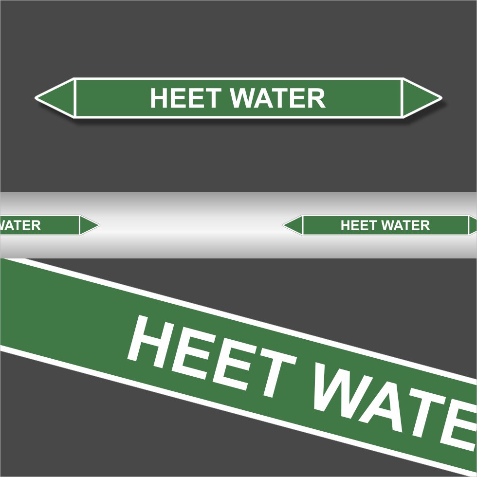 Leidingstickers Leidingmarkering heet water (Water)