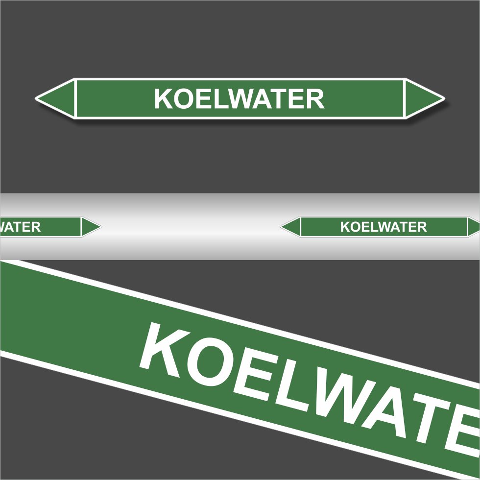 Leidingstickers Leidingmarkering koelwater (Water) Leidingstickers Leidingmarkering koelwater (Water)