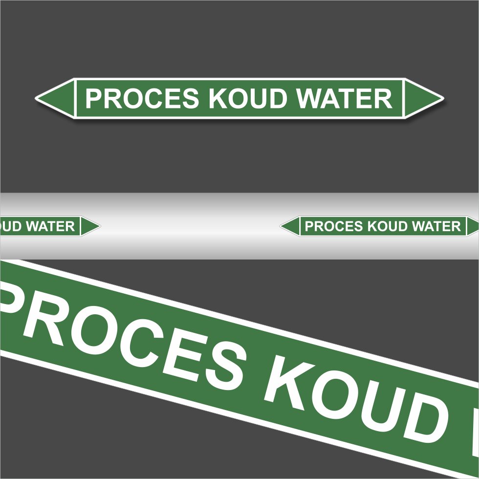 Leidingstickers Leidingmarkering proces koud water (Water) Leidingstickers Leidingmarkering proces koud water (Water)