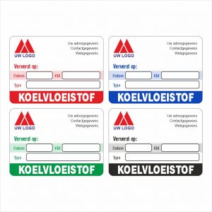 Onderhoud stickers koelvloeistof ververst op