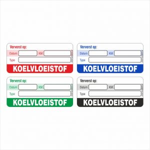 Onderhoud stickers koelvloeistof ververst op