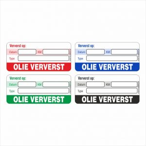 Onderhoud stickers olie ververst op universeel