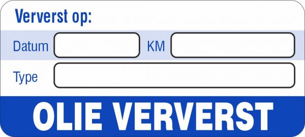 Onderhoud stickers olie ververst op universeel blauw