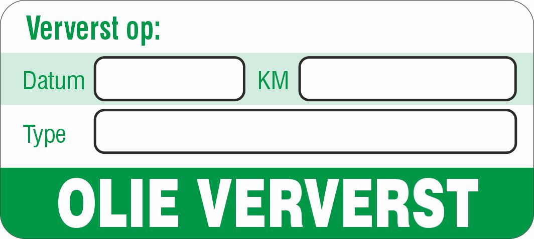 Onderhoud stickers olie ververst op universeel groen
