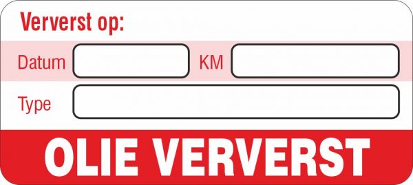 Onderhoud stickers olie ververst op universeel rood