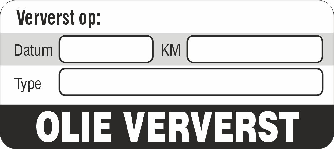 Onderhoud stickers olie ververst op universeel zwart
