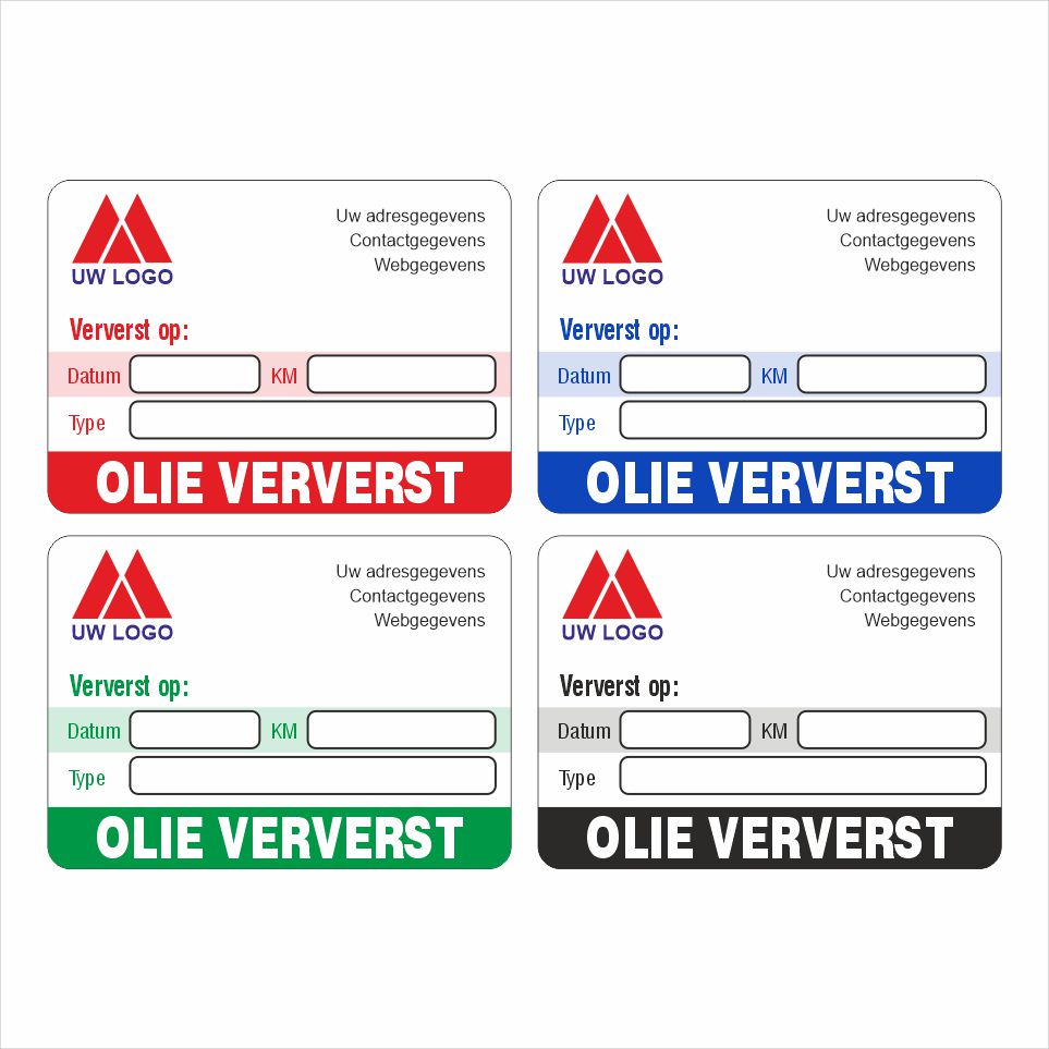 Onderhoud stickers olie ververst op