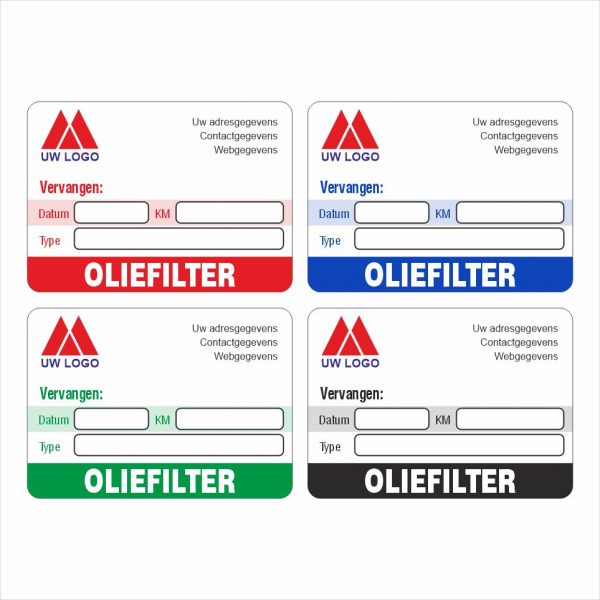 Onderhoud stickers oliefilter vervangen