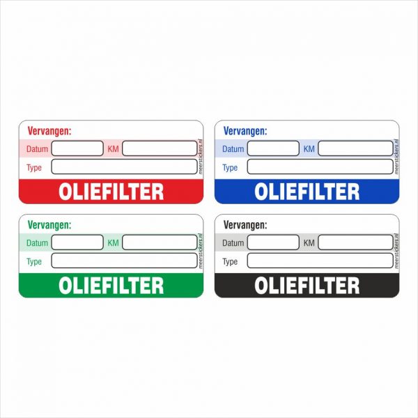 Onderhoud stickers oliefilter vervangen universeel