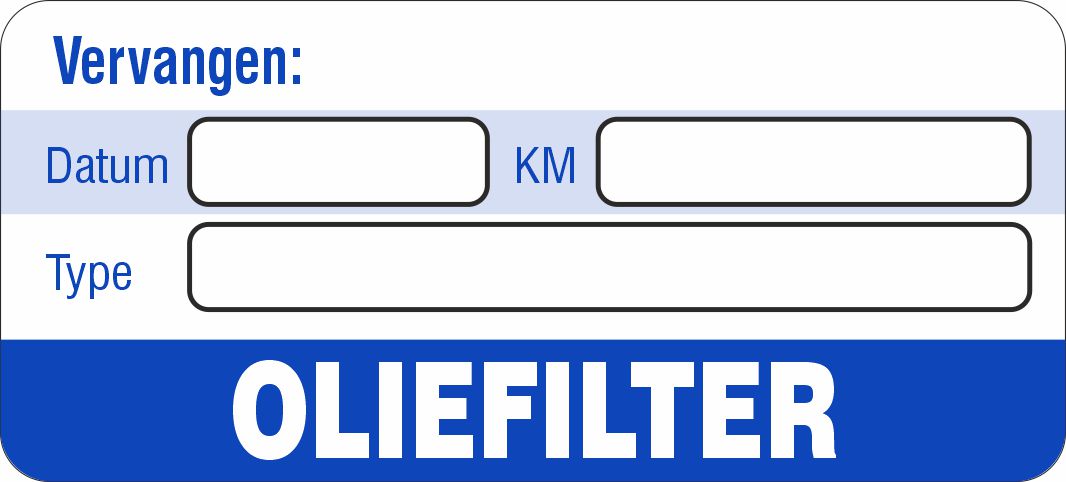 Onderhoud stickers oliefilter vervangen universeel blauw