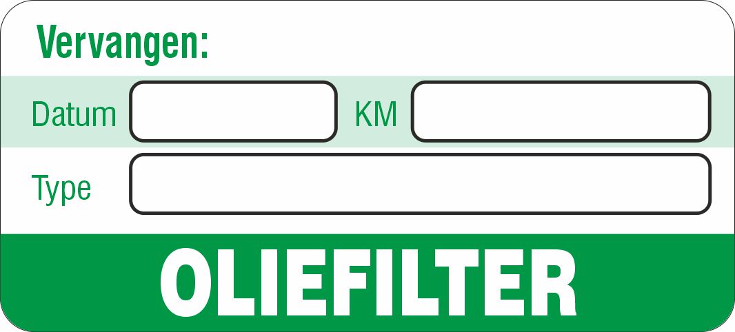 Onderhoud stickers oliefilter vervangen universeel groen