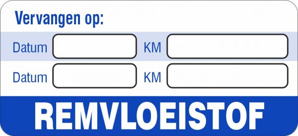 Onderhoud stickers remvloeistof vervangen op universeel blauw