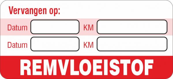 Onderhoud stickers remvloeistof vervangen op universeel rood