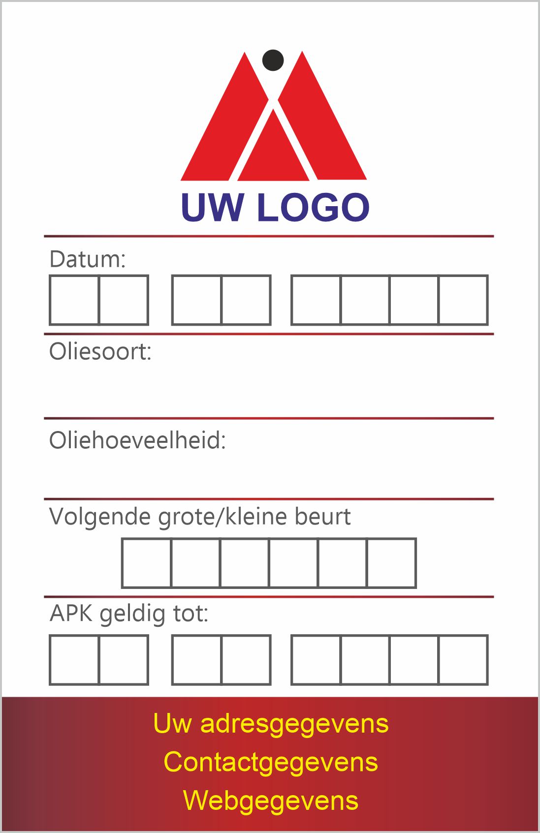 Smeerkaartjes onderhoud