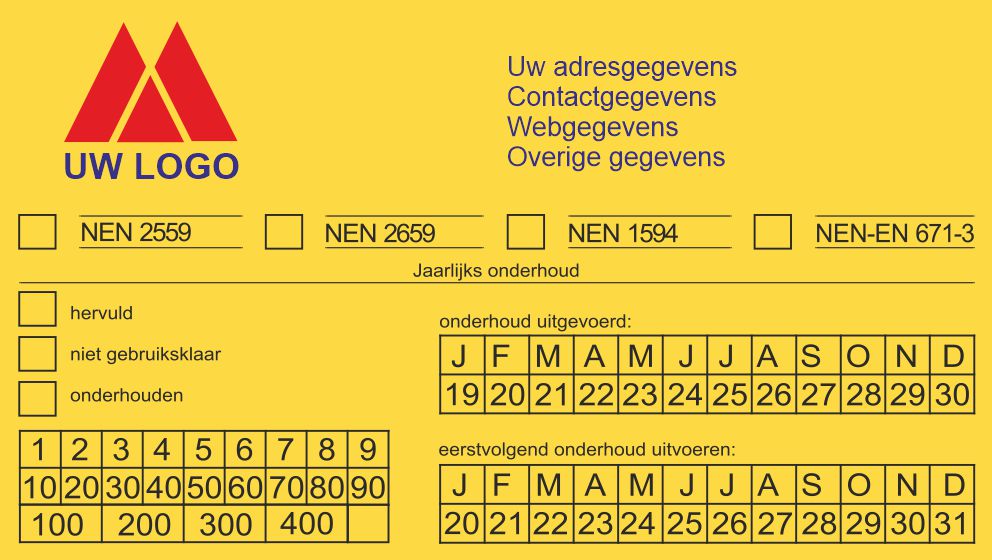 keuringsstickers jaarlijks onderhoud