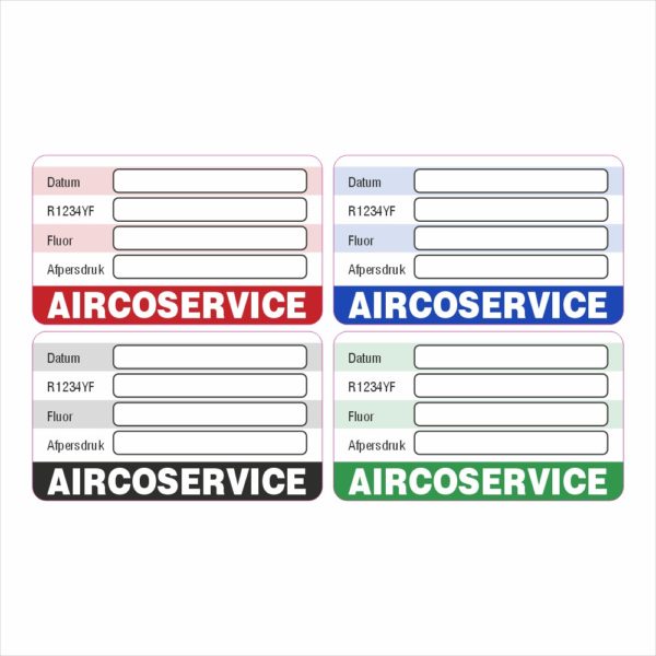 Onderhoud stickers Aircoservice R1234YF Universeel