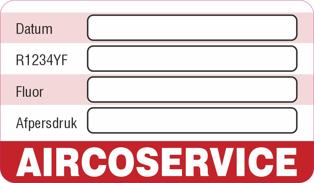 Onderhoud stickers Aircoservice R1234YF Universeel