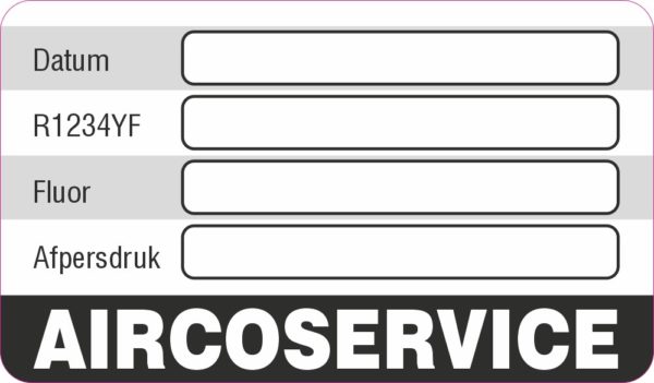 Onderhoud stickers Aircoservice R1234YF Universeel