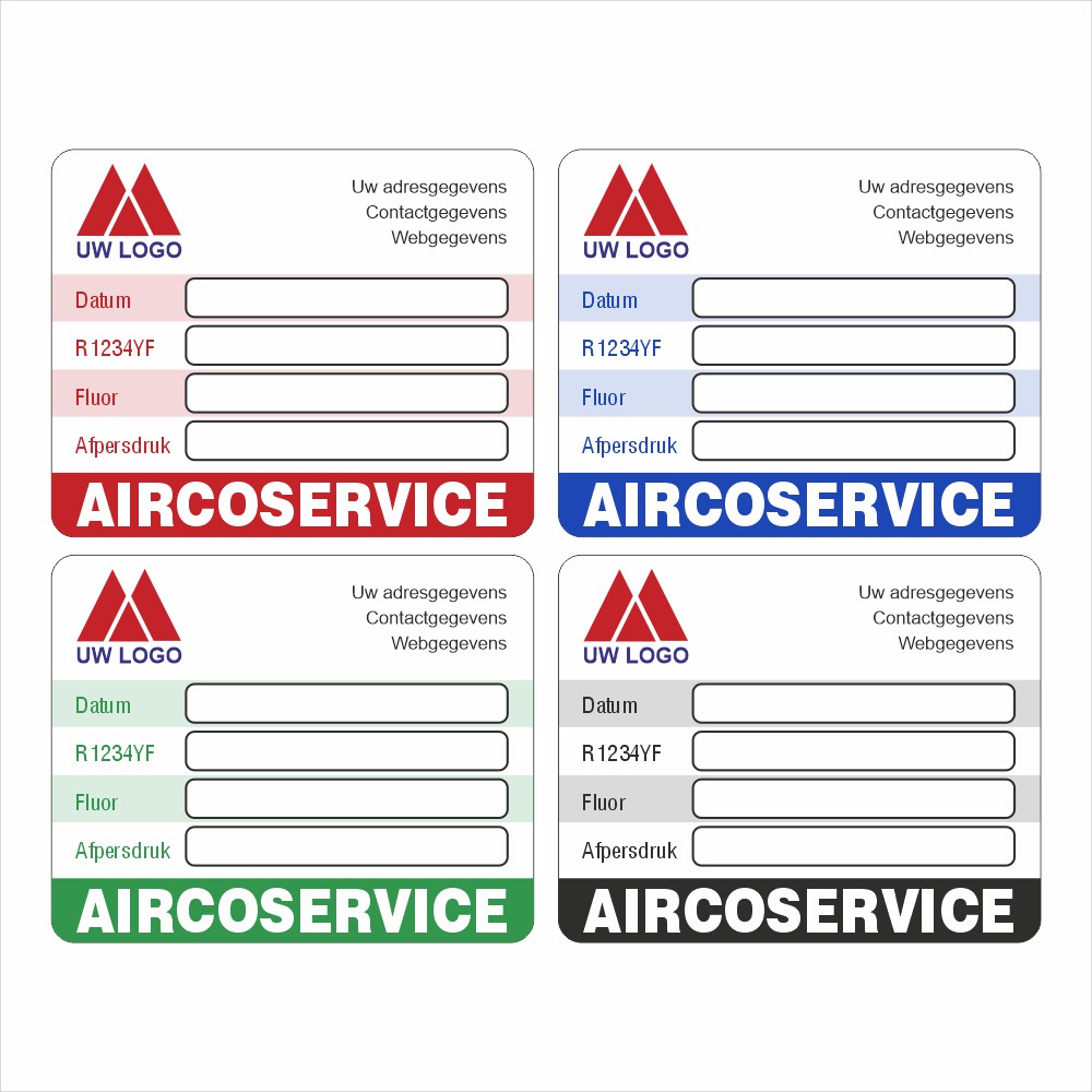 Onderhoud stickers Aircoservice R1234YF