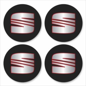 Wielnaaf stickers Seat zwart met rode rand
