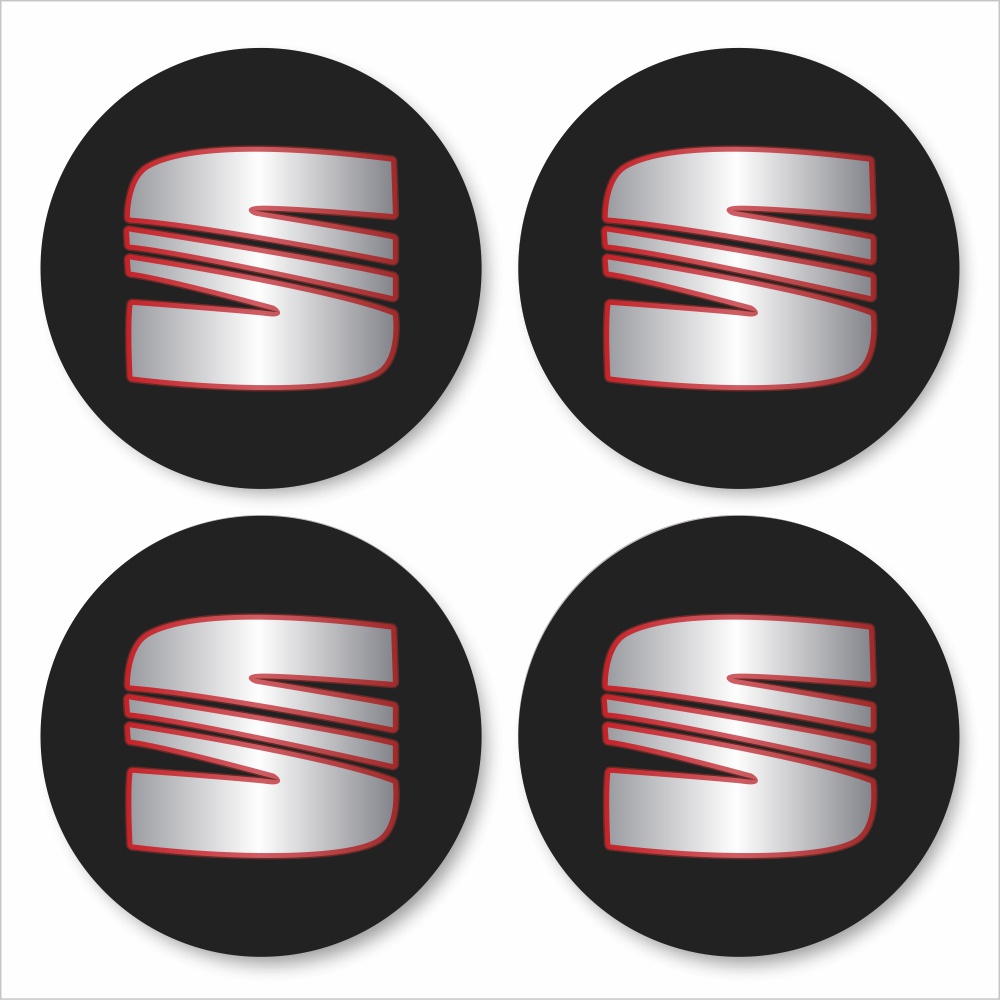 Wielnaaf stickers Seat zwart met rode rand