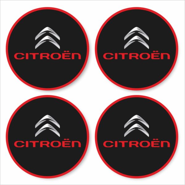 Wielnaaf stickers Citroen Zwart Rode rand