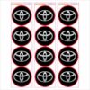 Wielnaaf stickers Toyota zwart met Rode rand 4 op vel
