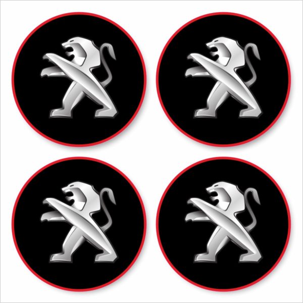 Wielnaaf stickers Peugeot Zwart Logo met rode rand