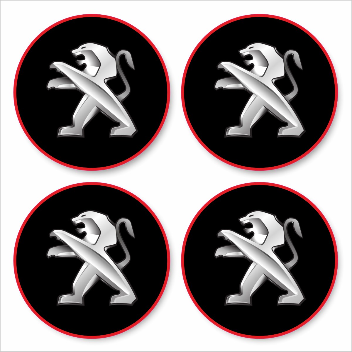 Wielnaaf stickers Peugeot Zwart Logo met rode rand