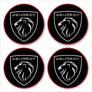 Wielnaaf stickers Peugeot Zwart Nieuw Logo met rode rand