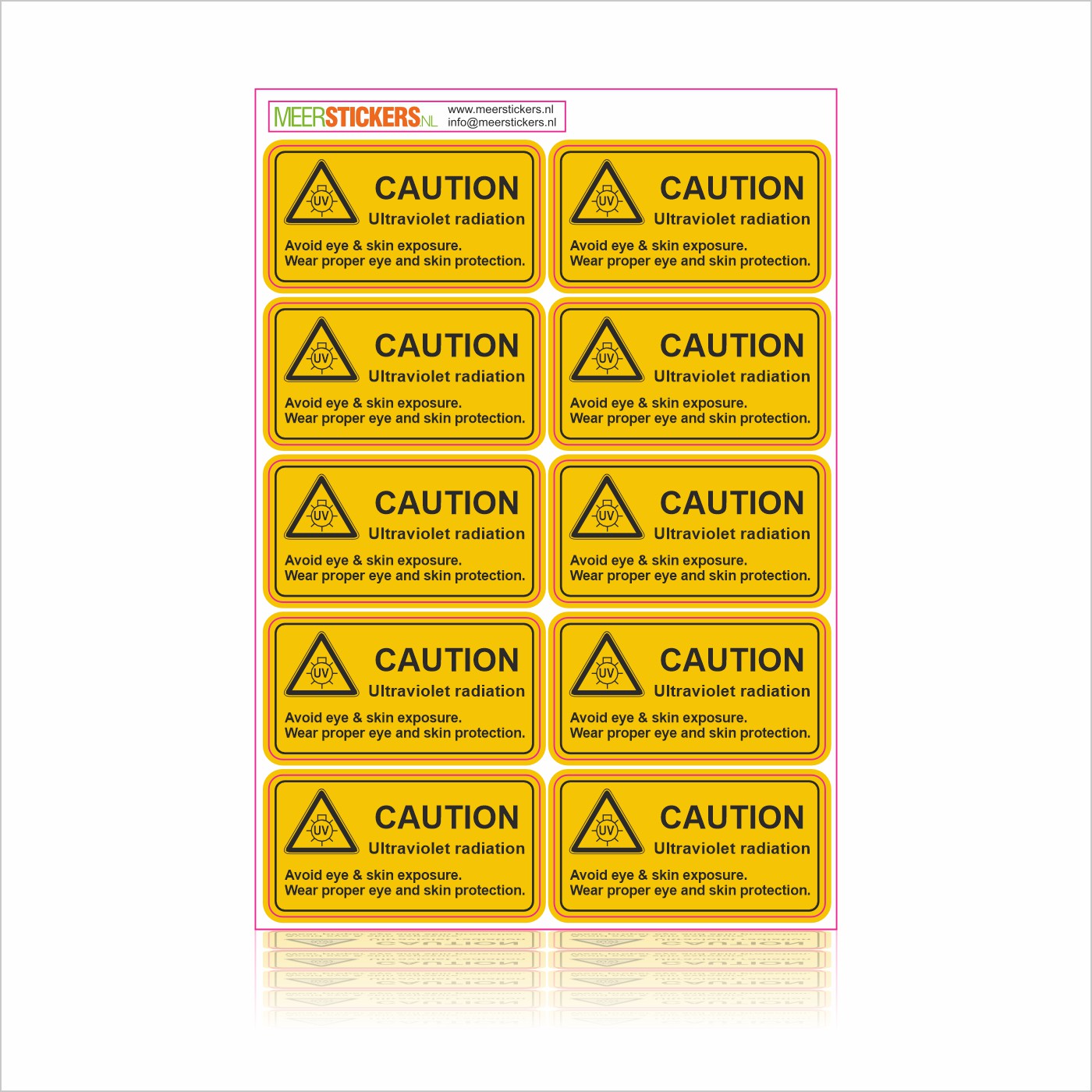 Sticker Caution Ultraviolet Radiation