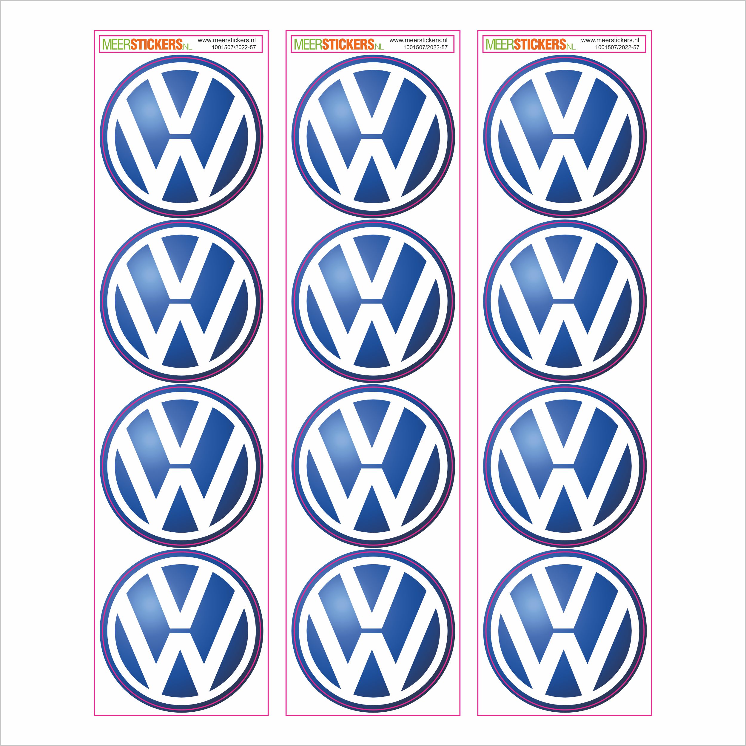 Wielnaaf stickers VW Blauw Chroom
