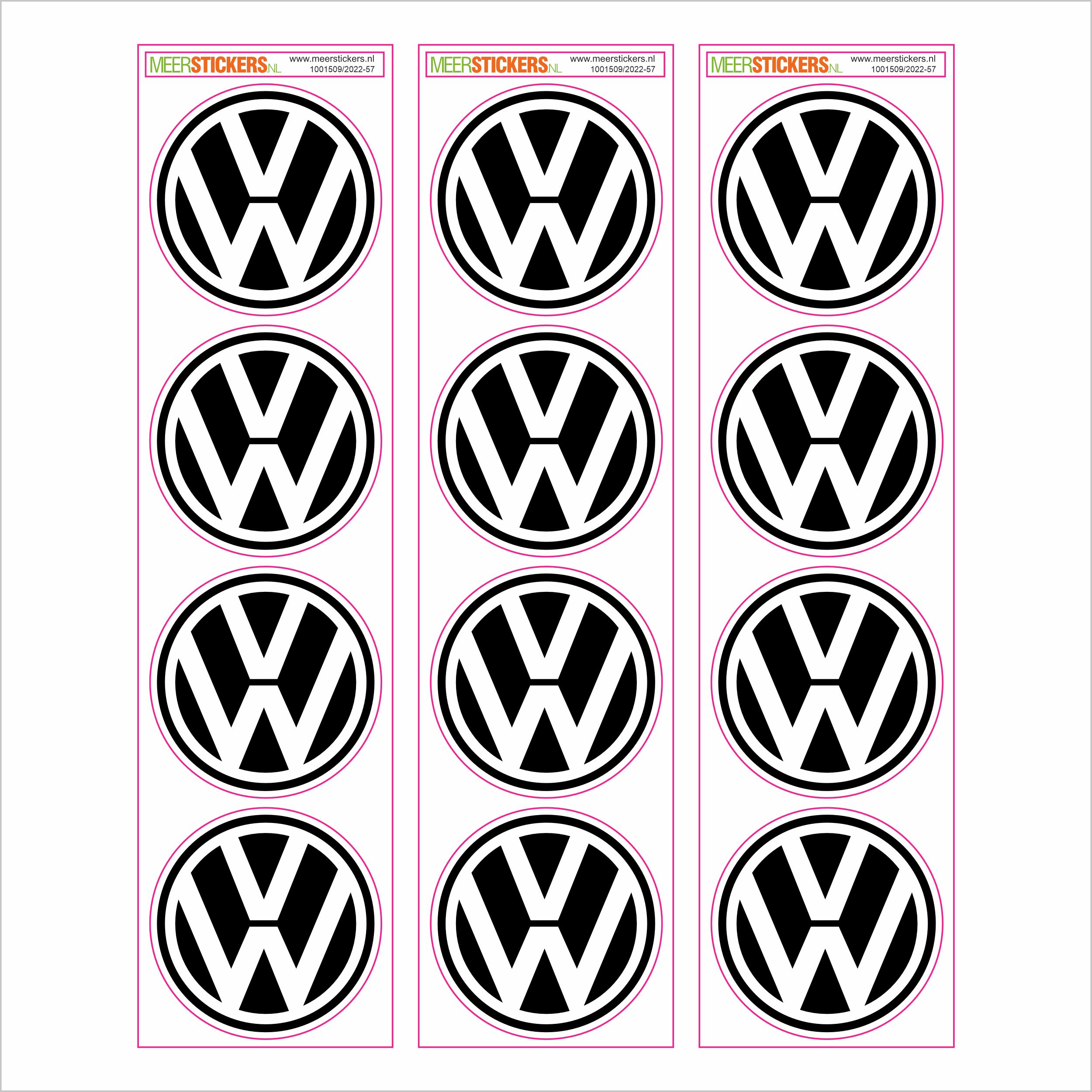 Wielnaaf stickers Volkswagen Zwart met Rand Chroom