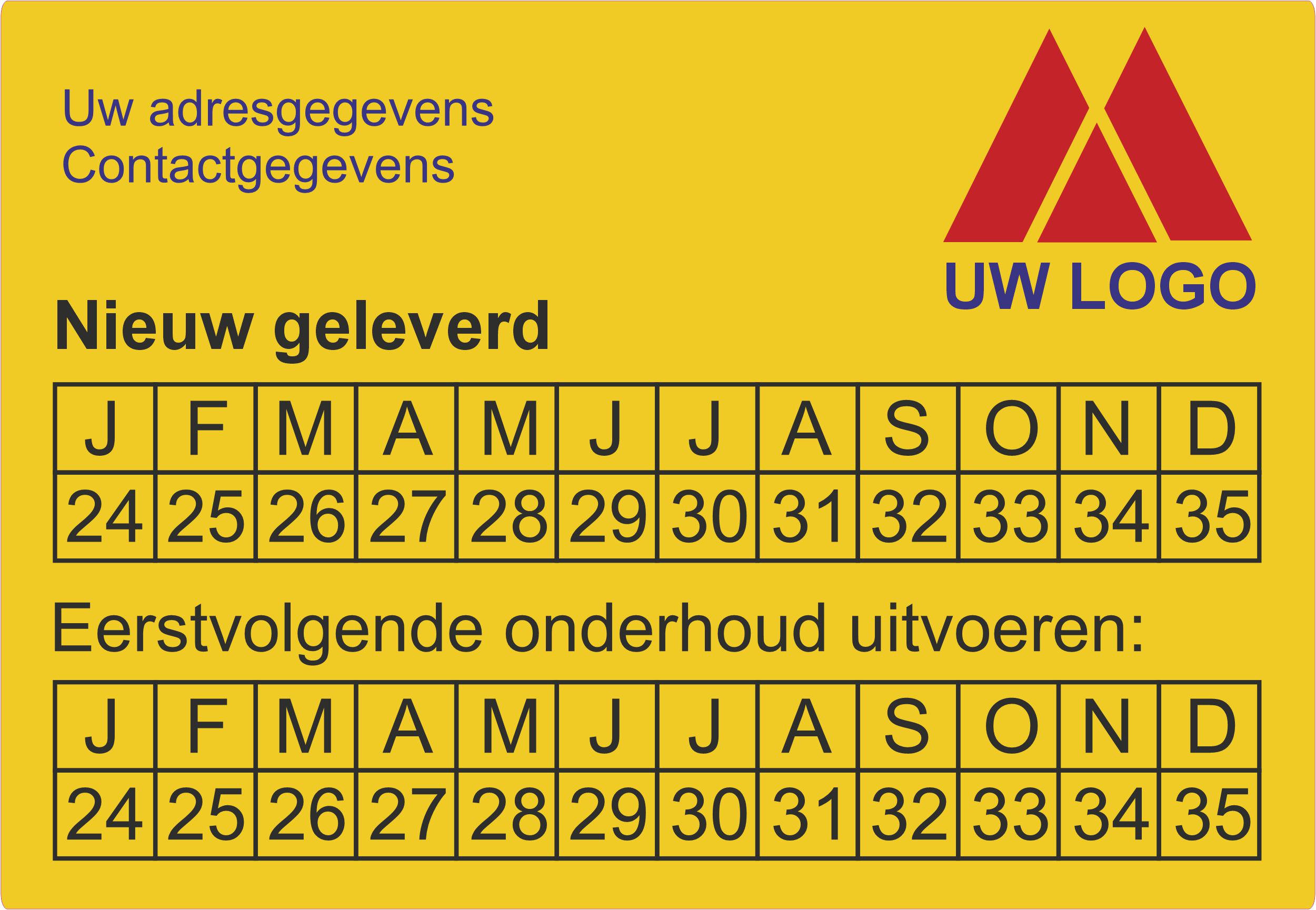 keuringsstickers nieuw geleverd product